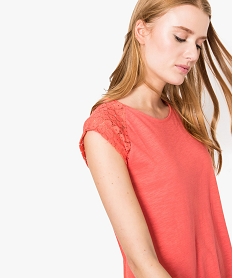 robe tee-shirt femme avec manches courtes en dentelle orange7278801_2