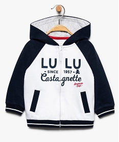 sweat bebe garcon zippe a capuche lulu castagnette blanc7280801_1