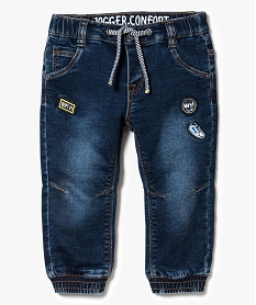 GEMO Jogger en jean avec patchs Bleu