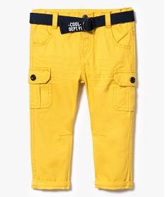 GEMO Pantalon en toile avec poches sur les cuisses Jaune