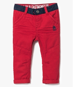 pantalon en toile avec ceinture contrastante - lulu castagnette rouge7282701_1