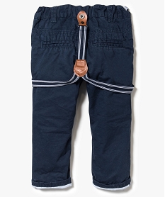 pantalon en toile avec bretelles rayees bleu pantalons7282901_2