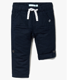 pantalon en lin transformable en bermuda bleu pantalons7284201_1