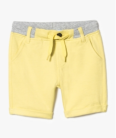 GEMO Bermuda en coton avec ceinture en bord-côte contrastante jaune standard