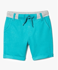 GEMO Bermuda en coton avec ceinture en bord-côte contrastante bleu standard