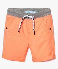 GEMO Short uni à taille contrastante élastiquée Orange