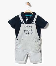 GEMO Ensemble 2 pièces : polo et salopette gris standard