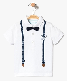 polo a manches courtes avec motifs bretelles et noeud papillon blanc7292901_1