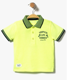 polo en maille piquee imprime dans le dos vert7293301_1