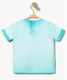 tee-shirt a manches courtes avec motif zebre et col tunisien bleu7295501_2