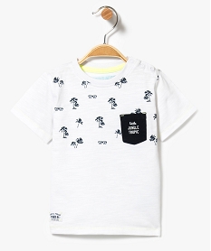 GEMO Tee-shirt à manches courtes motifs palmiers Blanc