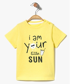 tee-shirt manches courtes imprime estival jaune7296501_1