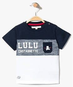 GEMO Tee-shirt à manches courtes et larges rayures Lulu Castagnette Blanc