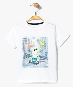 tee-shirt a manches courtes avec motif floque sur lavant blanc7297501_1