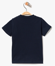 tee-shirt a manches courtes avec inscription sur lavant bleu7297601_2