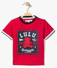 tee-shirt a manches courtes lulu castagnette avec motif sur lavant rouge7298001_1