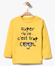 GEMO Tee-shirt à manches longues avec inscription sur lavant jaune vif
