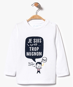 tee-shirt a manches longues avec message humoristique blanc7299801_1