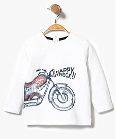 tee-shirt a manches longues motif moto blanc7300201_1