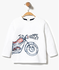 GEMO Tee-shirt à manches longues motif moto Blanc