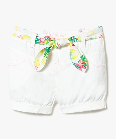 GEMO Short bloomer uni avec ceinture ruban Blanc