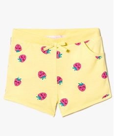 short en coton avec taille elastiquee jaune7306101_1