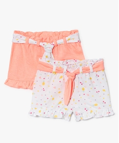 lot de 2 shorts avec taille elastiquee et bas a volants orange shorts7306701_1