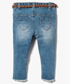 jean slim brode avec franges aux chevilles bleu jeans7307601_2