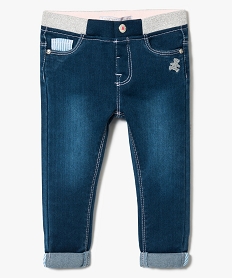 jean slim stretch a revers et details pailletes - lulu castagnette bleu jeans7307801_1