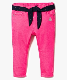 GEMO Jean slim uni avec ceinture foulard - Lulu Castagnette Rose