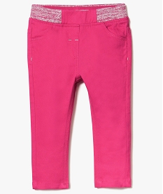 pantalon en toile avec taille elastiquee pailletee rose7308401_1