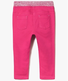 pantalon en toile avec taille elastiquee pailletee rose pantalons7308401_2