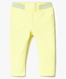 GEMO Pantalon en toile avec taille élastiquée pailletée Jaune