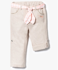 GEMO Pantalon retroussable à ceinture contrastante dore