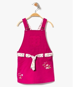 robe salopette avec borderies et ceinture fleuries rose7311801_1