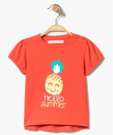 GEMO Tee-shirt à manches courtes élastiquées avec motifs sur lavant Orange