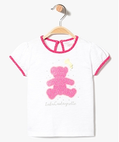 tee-shirt a manches courtes et bords contrastants - lulu castagnette blanc7318001_1