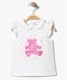 tee-shirt sans manches avec motif paillete lulu castagnette blanc7318301_1