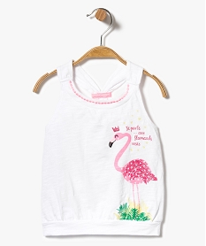 tee-shirt sans manches dos nageur imprime flamant rose blanc7322401_1