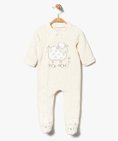 pyjama dors-bien en velours avec motif animal brode sur lavant beige7325601_1