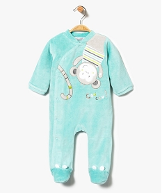 GEMO Pyjama dors-bien en velours fermeture sur lavant avec motif singe Bleu
