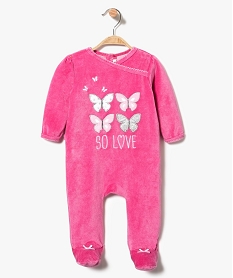 GEMO Pyjama en velours avec motifs papillons Rose