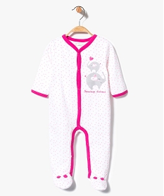 GEMO Pyjama dors-bien coton été à motifs cœurs Blanc