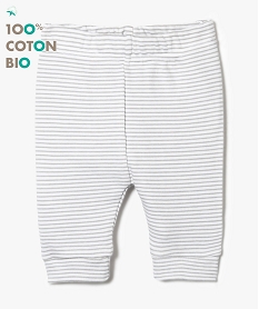 GEMO Pantalon rayé en jersey de coton BIO Blanc