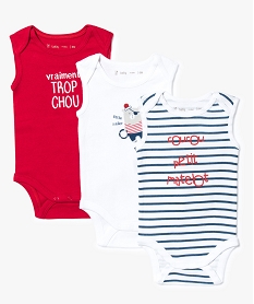 GEMO Lot de 3 bodies thème marin Multicolore