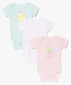 GEMO Lot de 3 bodies assortis à détails pailletés Orange