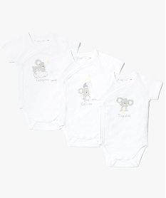 GEMO Lot de 3 bodies mixtes imprimés koala blanc standard