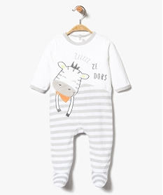 GEMO Pyjama dors-bien en velours avec motif zèbre Multicolore