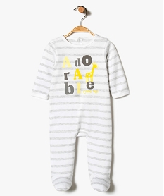 GEMO Pyjama dors-bien été  à rayures imprimé façon alphabet Blanc