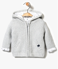 GEMO Gilet doublé à capuche avec fermeture zippée Gris